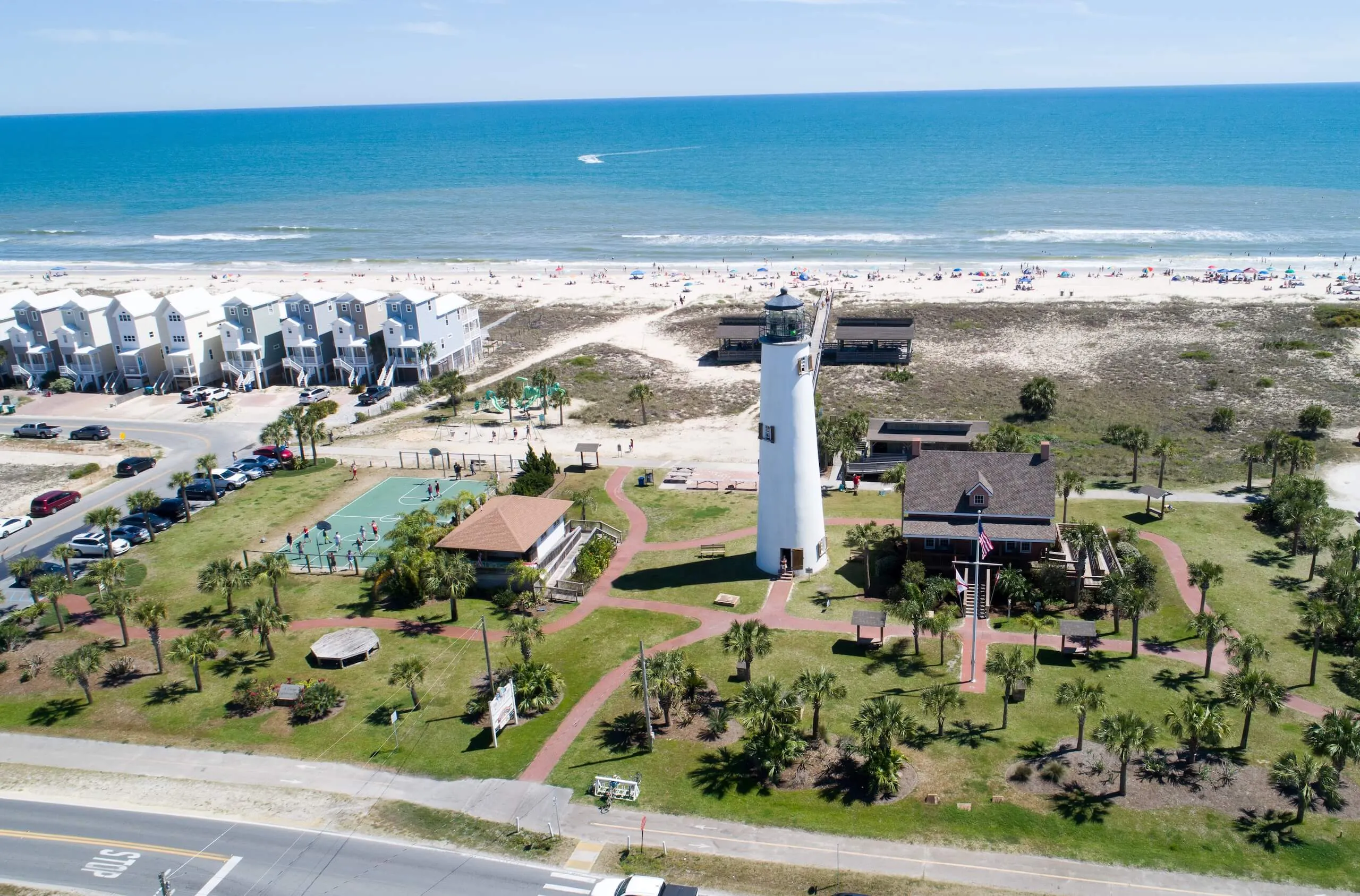 St. George Island Aerial of Lighthouse and Beach